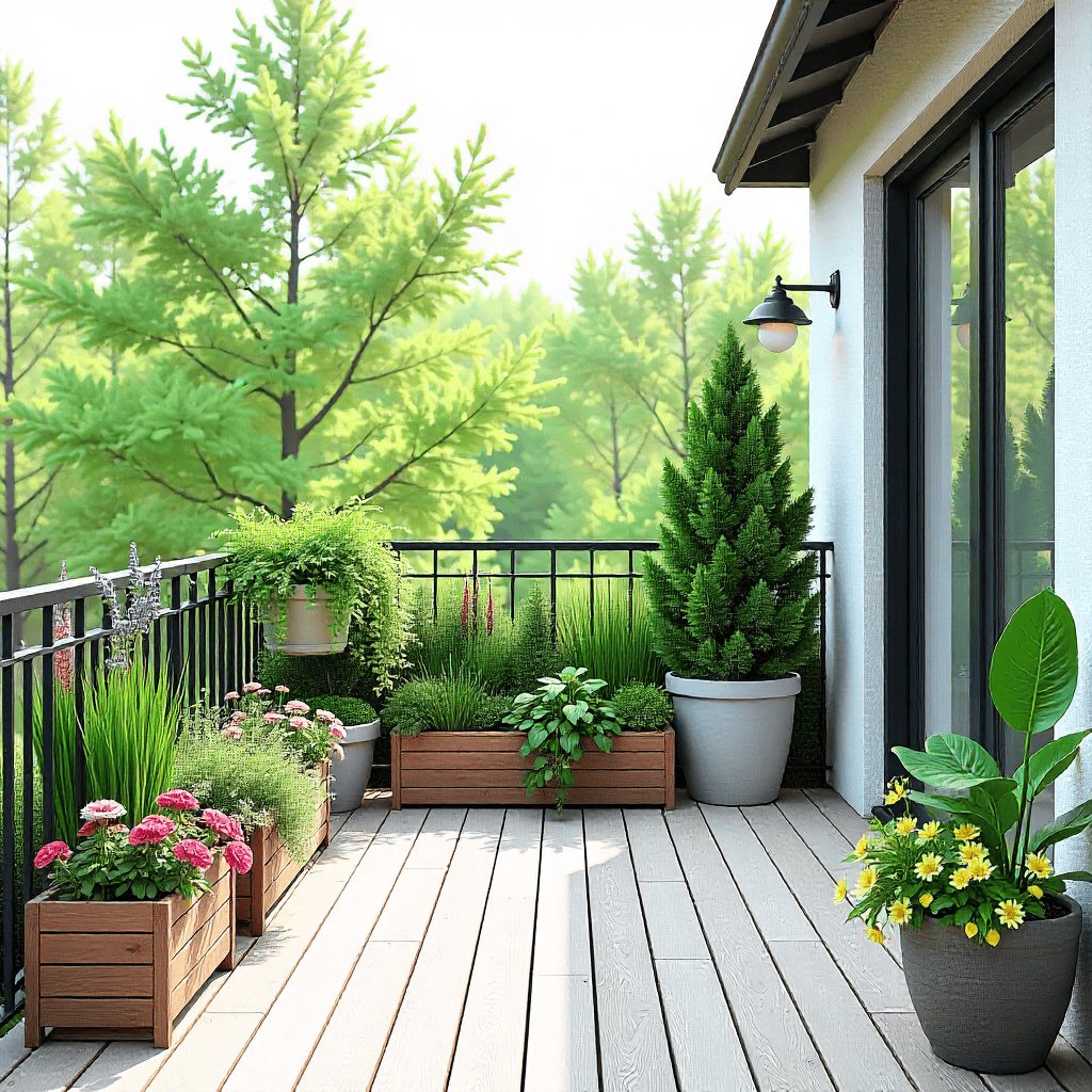 Modern balcony garden arrangement